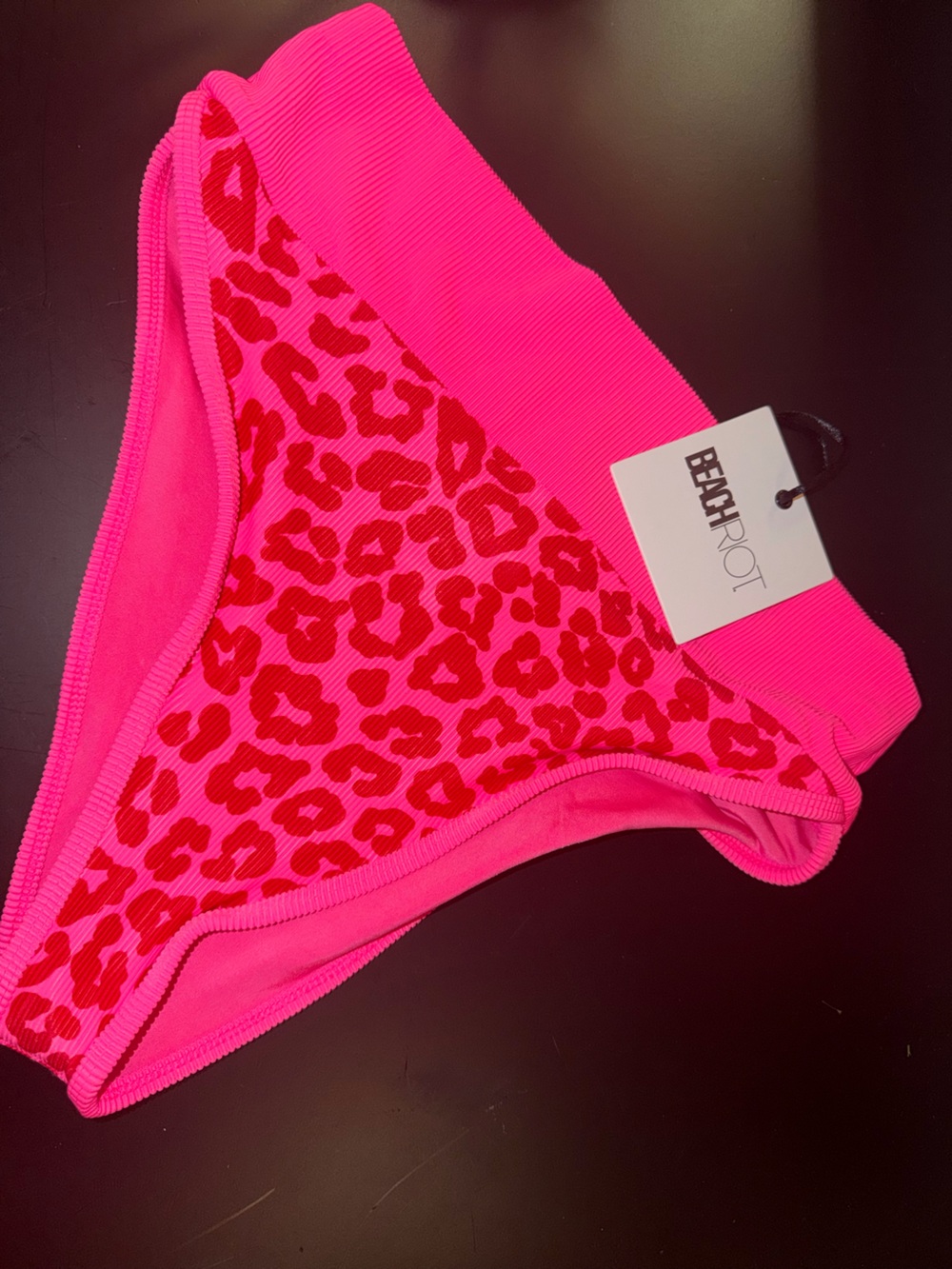 Beach Riot Neon Pink Ribbed Bikini Bottom
